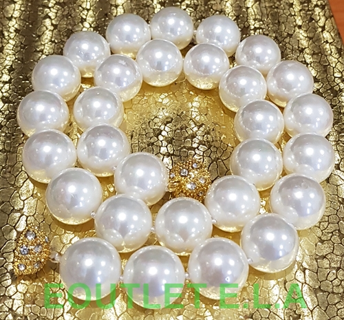 LARGE 14MM SHELL PEARLS NECKLACE-46cm